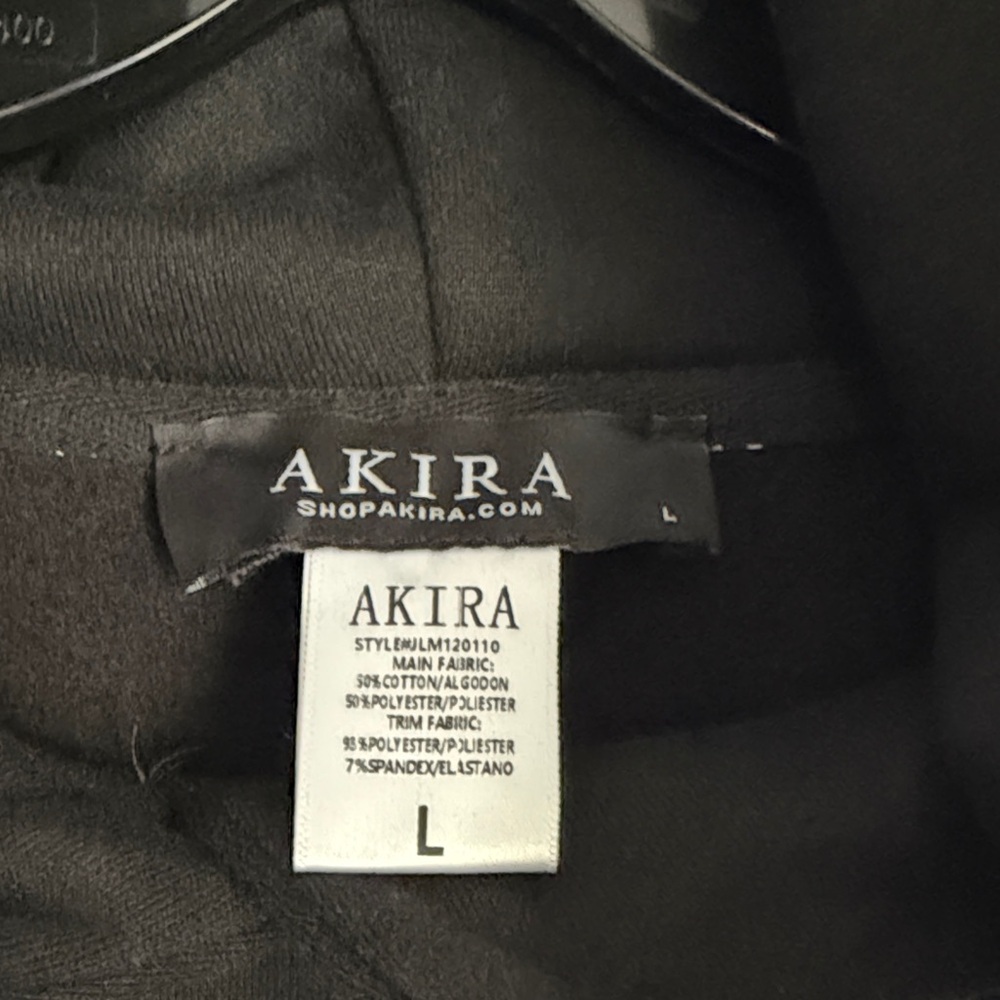 AKIRA Black Layered Hoodie with Mesh Long Sleeves - Picture 2 of 4